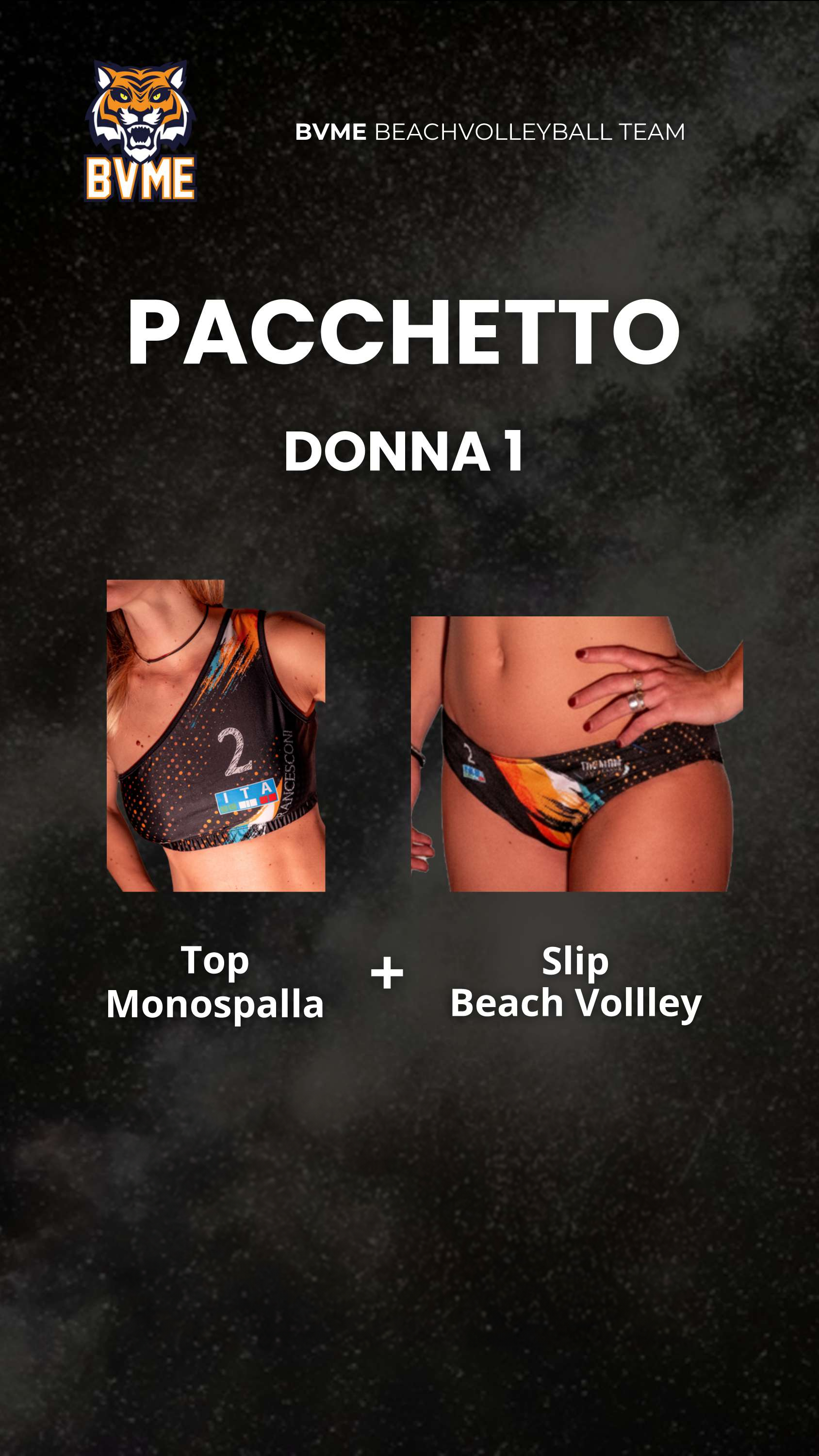 Pacchetto Donna 1 BVME con top monospalla e slip da beach volley