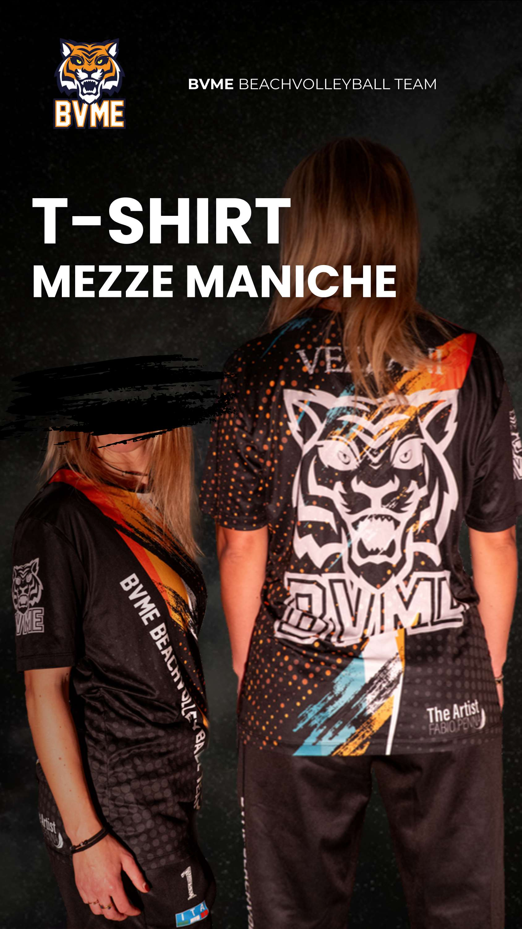T-shirt BVME a mezze maniche, vista davanti e dietro